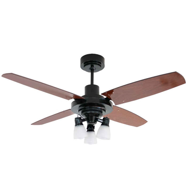 Ventilador De Techo Barcelona Negro Con Spot Punta Vidrio Y Palas