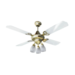 Ventilador de Techo Premium Dorado con Spot Design y Palas de Acrílico Transparentes