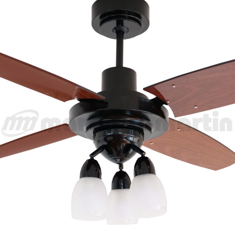 Ventilador De Techo Barcelona Negro Con Spot Design Y Palas Reversibles