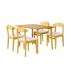 Juego de Mesa Bambú con 4 Sillas de Bambú