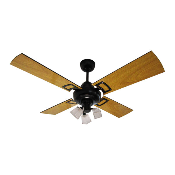Ventilador de Techo Design Negro con Spot Cubeto y Palas Reversibles