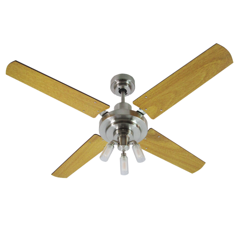 Ventilador De Techo Barcelona Platil Con Plaf N Cosmos Platil Y Palas De Madera Reversibles