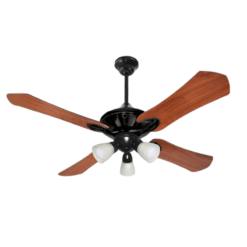 Ventilador de Techo Ibiza Negro con Araña Bombé y Palas de Madera Reversibles tonos Caoba y Wengue