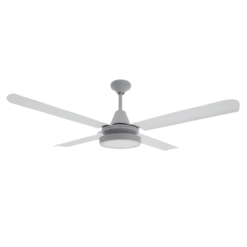 Ventilador de Techo New Albatros Blanco con Plafón Redondo 18w Texturado Luz Fría y Palas Metálicas Blancas