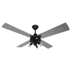 Ventilador de Techo Cosmos Negro con Spot María T/A y Palas de Madera Laqueadas Grises